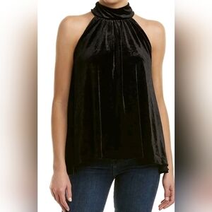 Top Blouse Velvet Sleeveless Mock neck swing top Black  FRENCH CONNECTION NWOT
